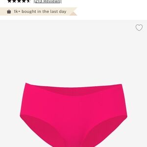 PINK Victoria's Secret Hot Pink Ribbed No Show Hiphugger Underwear NIP/NWT sz M